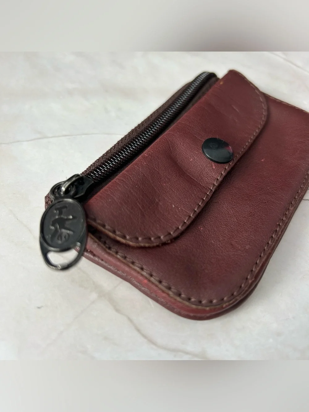 Leather Key & Coin Pouch in Dark Brown